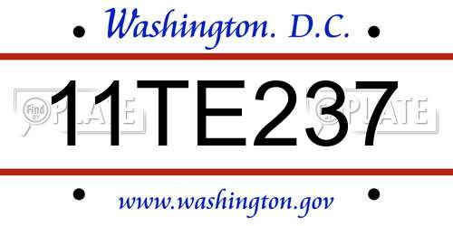 11TE237 District Of Columbia License Plate