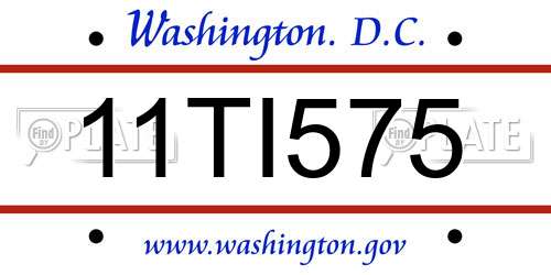11TI575 District Of Columbia License Plate