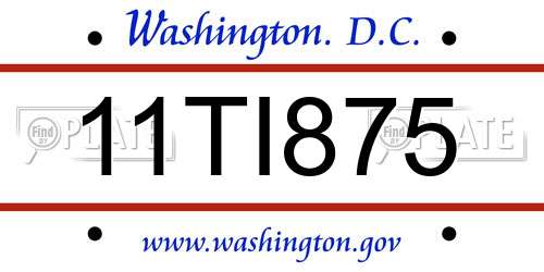 11TI875 District Of Columbia License Plate