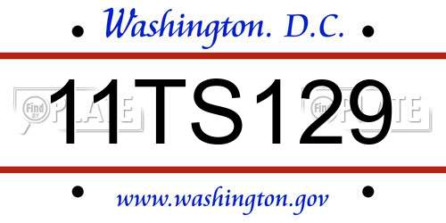 11TS129 District Of Columbia License Plate