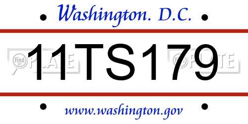 11TS179 District Of Columbia License Plate