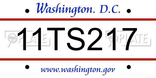 11TS217 District Of Columbia License Plate
