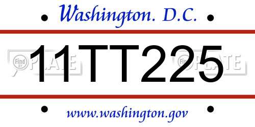 11TT225 District Of Columbia License Plate