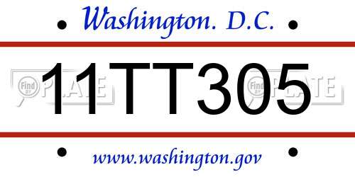 11TT305 District Of Columbia License Plate