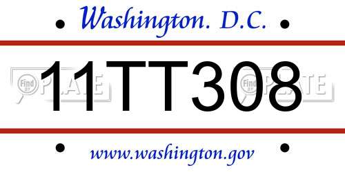 11TT308 District Of Columbia License Plate