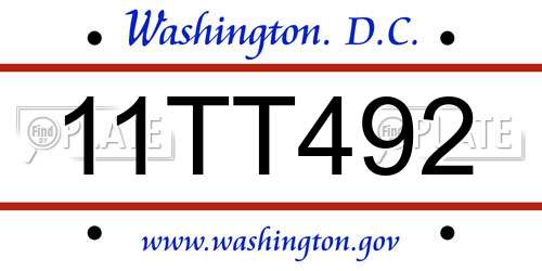 11TT492 District Of Columbia License Plate