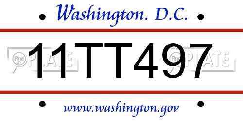 11TT497 District Of Columbia License Plate