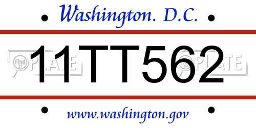 11TT562 District Of Columbia License Plate
