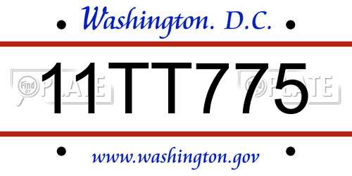 11TT775 District Of Columbia License Plate