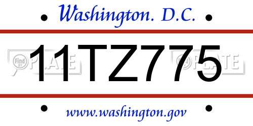 11TZ775 District Of Columbia License Plate