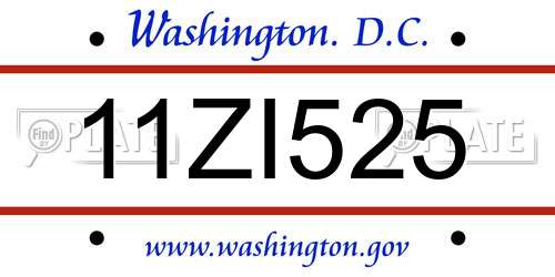 11ZI525 District Of Columbia License Plate