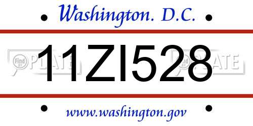 11ZI528 District Of Columbia License Plate