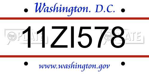 11ZI578 District Of Columbia License Plate