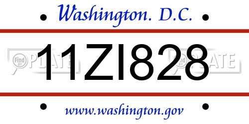 11ZI828 District Of Columbia License Plate