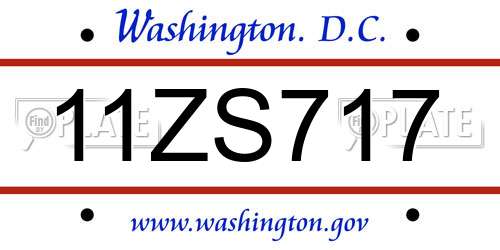 11ZS717 District Of Columbia License Plate