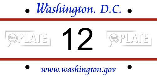 12 District Of Columbia License Plate