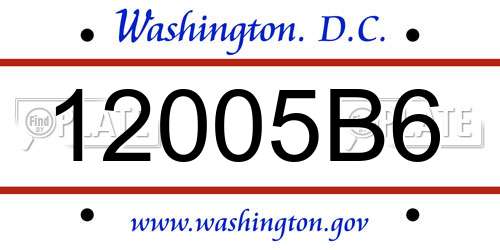 12005B6 District Of Columbia License Plate