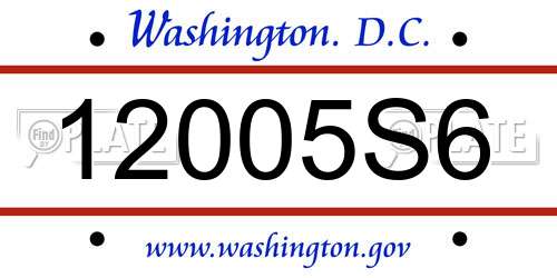 12005S6 District Of Columbia License Plate