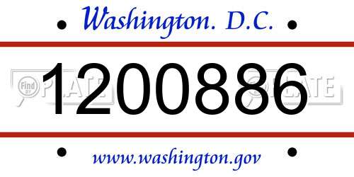 1200886 District Of Columbia License Plate