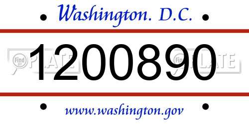 1200890 District Of Columbia License Plate