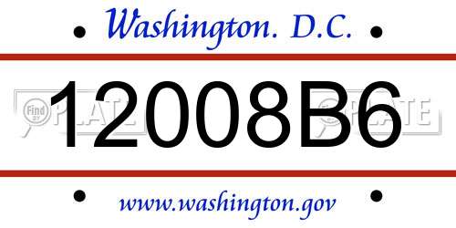 12008B6 District Of Columbia License Plate