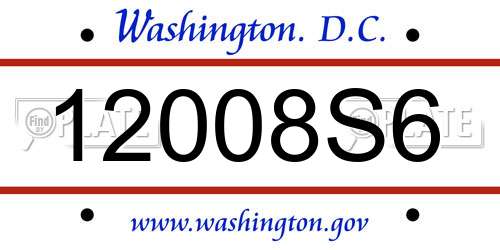 12008S6 District Of Columbia License Plate