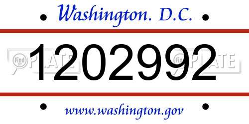 1202992 District Of Columbia License Plate