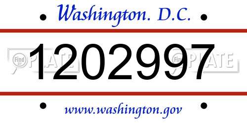 1202997 District Of Columbia License Plate