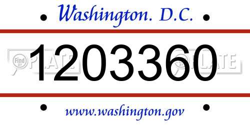 1203360 District Of Columbia License Plate