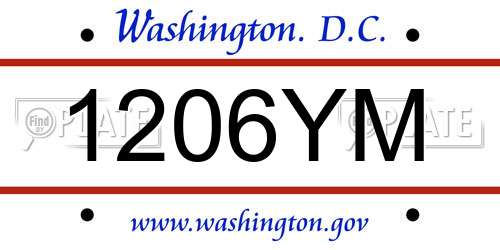 1206YM District Of Columbia License Plate