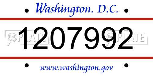 1207992 District Of Columbia License Plate