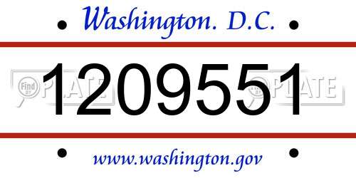 1209551 District Of Columbia License Plate