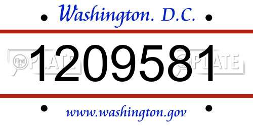 1209581 District Of Columbia License Plate