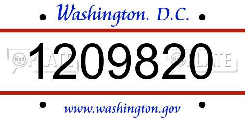 1209820 District Of Columbia License Plate