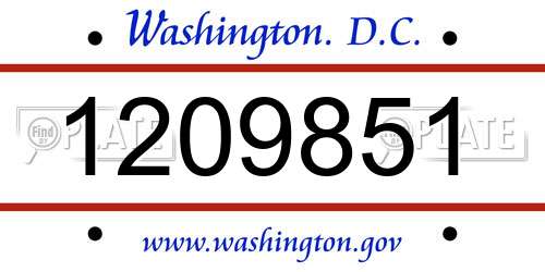 1209851 District Of Columbia License Plate
