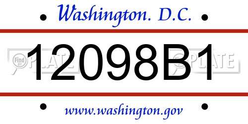 12098B1 District Of Columbia License Plate