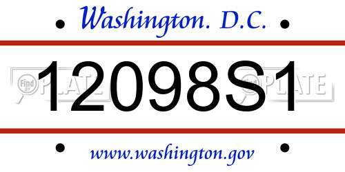 12098S1 District Of Columbia License Plate