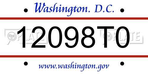 12098T0 District Of Columbia License Plate