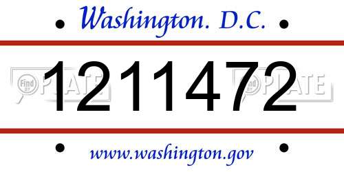 1211472 District Of Columbia License Plate