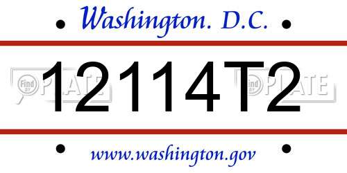 12114T2 District Of Columbia License Plate