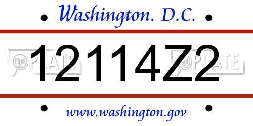 12114Z2 District Of Columbia License Plate