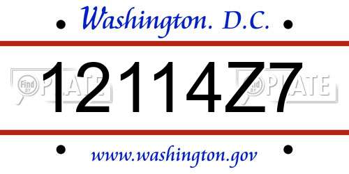 12114Z7 District Of Columbia License Plate