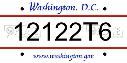 12122T6 District Of Columbia License Plate