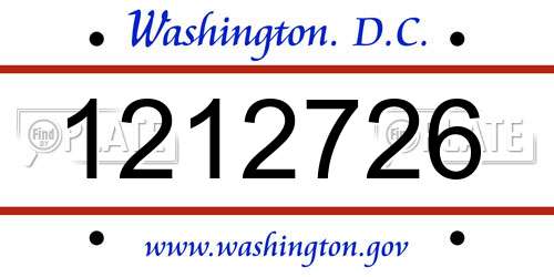 1212726 District Of Columbia License Plate