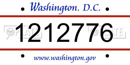 1212776 District Of Columbia License Plate