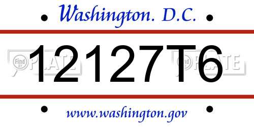 12127T6 District Of Columbia License Plate