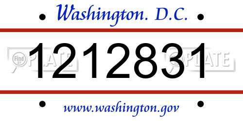 1212831 District Of Columbia License Plate