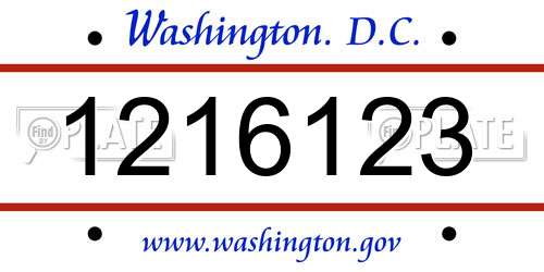 1216123 District Of Columbia License Plate
