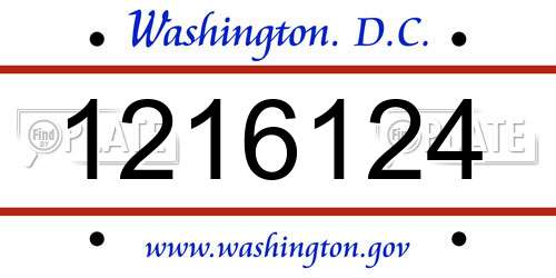 1216124 District Of Columbia License Plate