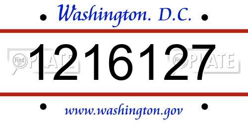 1216127 District Of Columbia License Plate